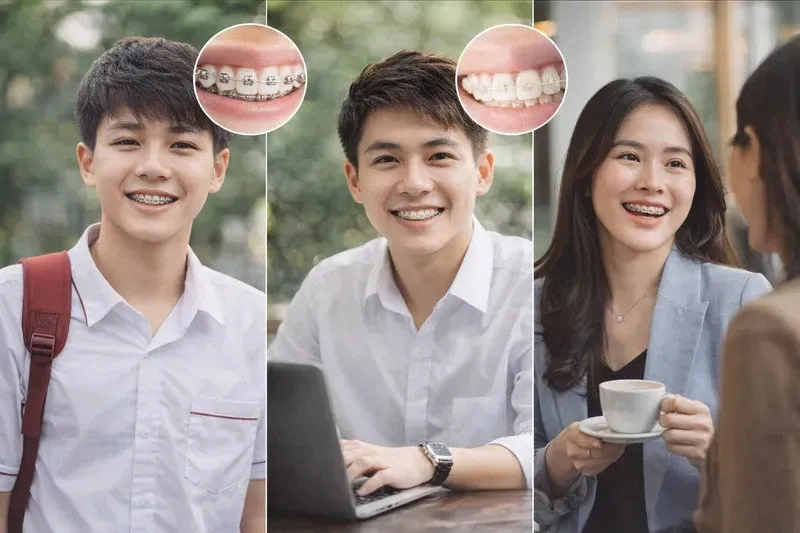 So sánh mắc cài kim loại và sứ (và khi nào nên chọn mặt trong)